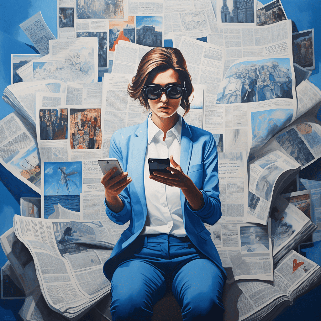 Woman browsing on two phones